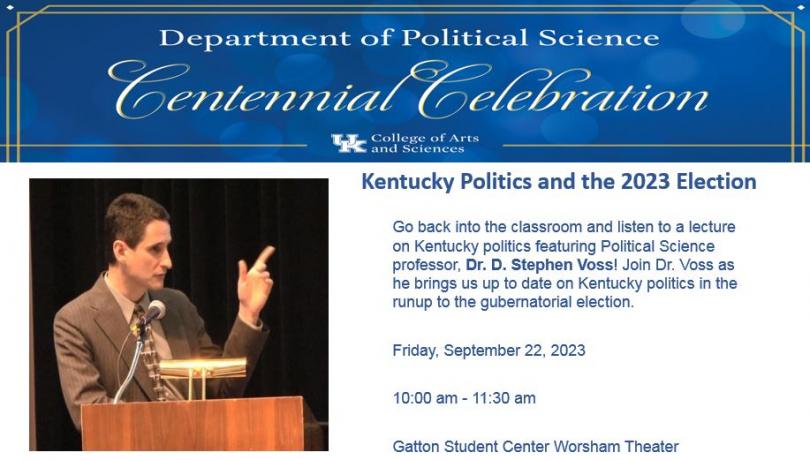 Flyer for Voss KY politics presentation